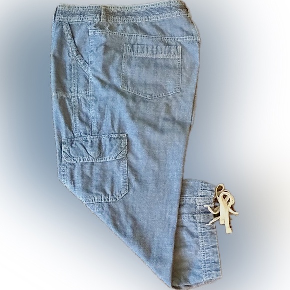 Tommy Hilfiger Chambray clam digger capris with ankle ties sz 14 - Picture 3 of 12